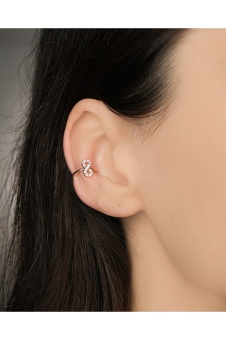 Lekka Design Kadın Kararmaz Çelik Lüks Sonsuzluk Earcuff Kıkırdak Küpe Altın