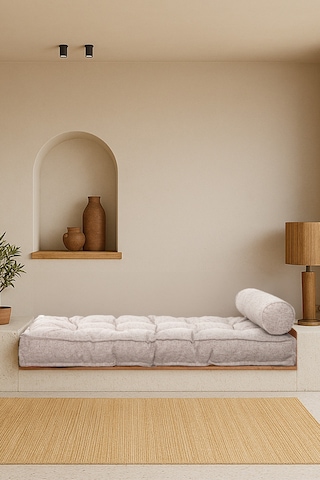 Sofa Buklet Kapitoneli Yer-sedir Minderi Açık Kahverengi