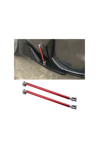 Araç Ön Tampon Ve Çamurluk Spoiler Dudak Ayırıcı Metal Kırmızı Vidalı Ve Yapıştırmalı Çubuk 20 Cm