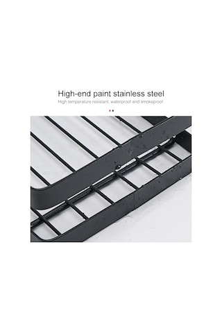 Sones Paslanmaz Çelik Duvara Monte Mutfak Rafı Asılı Baharatlık Siyah