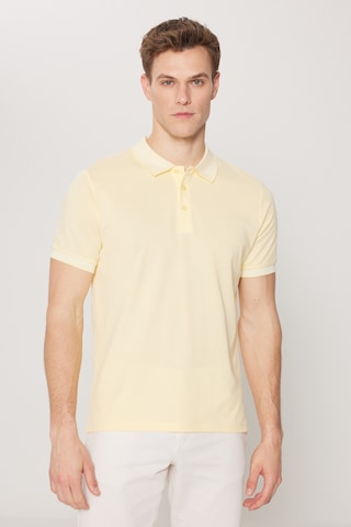 Ac&Co / Altınyıldız Classics 4A4820200047Sbzs Düğmeli Polo Yaka Cepsiz Slim Fit Erkek Tişört Sarı - Beyaz