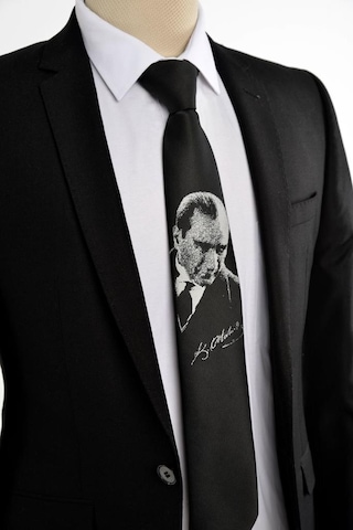 Brianze Siyah M.Kemal Atatürk Dokuma Kravat Siyah