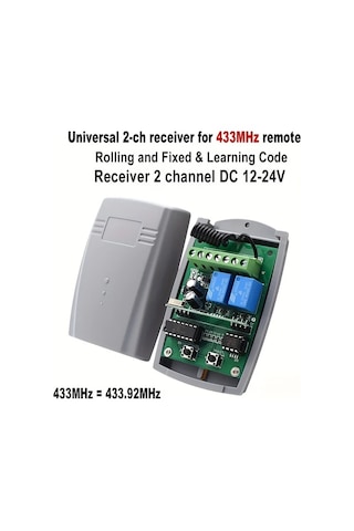 Motion003 1 Gri Alıcı Ve 2 Uzaktan Kumanda Garaj Kapısı Alıcı 433.92mhz 12v 24v Uyumlu 2 Kanallı Röle Anahtarlı Sabit Yuvarlak Kodlu