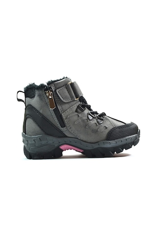 New Hunter Gri - Pembe Cırtlı Içi Polar Outdoor Kız Çocuk Bot Gri