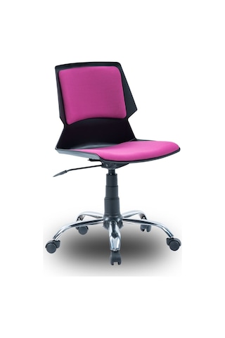 Ofiscombin Ofis Büro Metal Ayaklı Döner Tekerli Ders Çalışma Sandalyesi Pembe Kumaş 00047499884