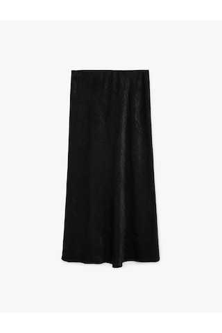 Koton Balık Kesim Slim Fit Midi Boy Dokulu Saten Etek Siyah 6sak70039pw Siyah