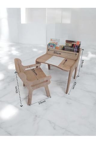 Mukotoys Montessori Çocuk Etkinlik Masa Sandalye Seti 2-10 Yaş İç ceviz