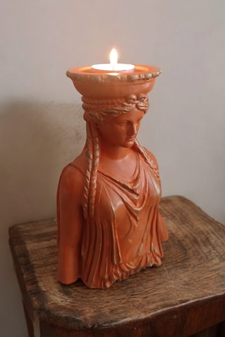 Dekoratif Masa Üstü Karyadit Kızı Hediyeli Bacasız Şömine Turuncu