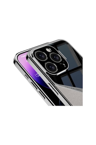 İphone Uyumlu 15 Pro Kılıf Ultra İnce Kamera Korumalı Pc + Deri Arka Yüzey Zore X-pro Kapak-titanyum-