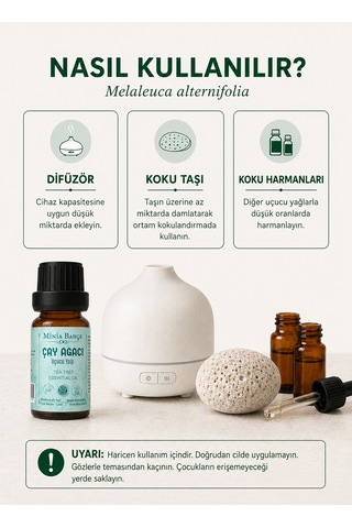 Minia Bahçe Bitki Ve Sanat Atölyesi Saf ve Katkısız Bitkisel Uçucu Çay Ağacı Yağı 10 ML