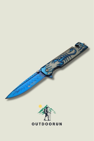 Mavi Akrep Kabartmalı Kamp Çakı - 22,5 Cm Mavi