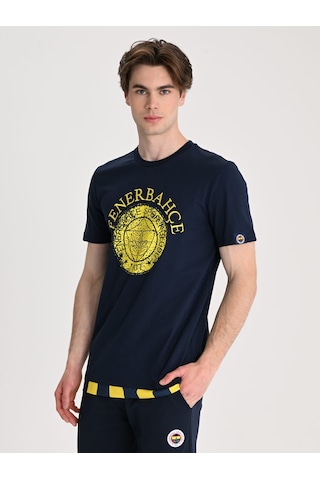 Fenerbahçe Lacivert Tribün Tek Renk Logolu Erkek Tshirt Fb Laci Yeni