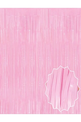 Mey İthalat Soft Pembe Püsküllü Kapı Perdesi - Parti, Baby Shower, Cinsiyet Partisi 1x2 M