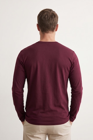 Elemge %100 Pamuk Süprem Basic Erkek T-shirt Compact Penye Tok Yumuşak Kumaş Normal Kalıp Terletmez Uzun Kollu Bordo Sporcu Motorcu Tişört Body
