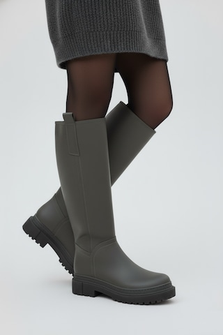 Fox Shoes V973222209 Füme Kalın Tabanlı Kadın Binici Çizmesi Füme