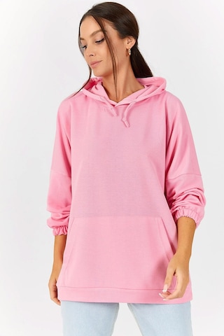 Armonika Kadın Toz Pembe Kapüşonlu Cepli Sweatshirt Arm-21k024027