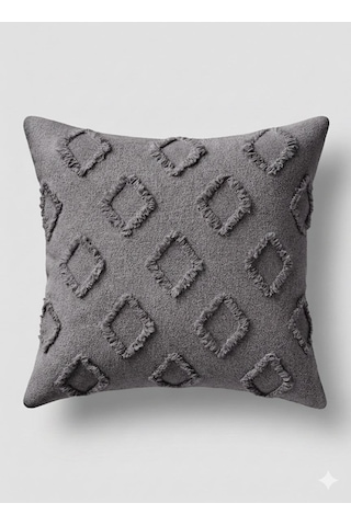 Kırlent Kılıfı 43x43 Cm Çift Taraflı, Fermuarlı, Lüks Şönil Kumaş Koltuk Örtüsü İle Uyumlu 1 Adet Antrasit