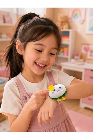 Mochi Yumurta Peluş Bileklik Oyuncak Bileğe Vurunca Sarılan Slap Bileklik, Çok Amaçlı Saç Tokası Pembe