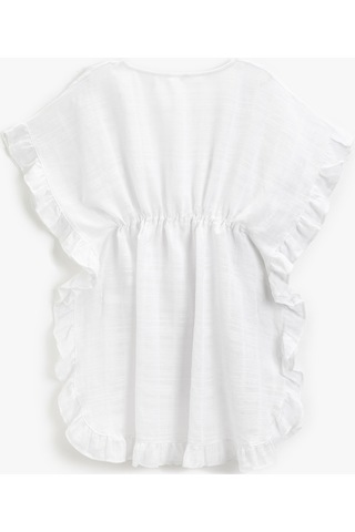 Koton Dokulu Kimono V Yaka Beli Büzgülü Kolları Fırfırlı Püskül Detaylı Beyaz 3sak90001bw 3SAK90001BW000