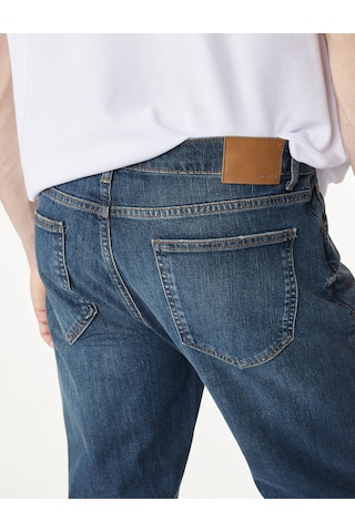Koton Pamuklu Düz Paça Normal Bel Straight Fit Jean Pantolon - Mark Jean Koyu İndigo 6sam40161nd