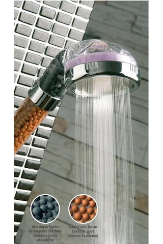 Ollevra Su Tasarruflu Ve Arıtmalı Doğal Taşlı Banyo El Duş Başlığı Çok Renkli