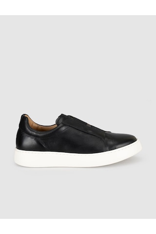 Siyah Hakiki Deri Kadın Sneaker Ayakkabı