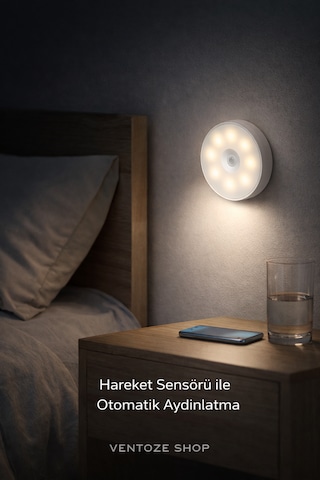 4'lü Hareket Sensörlü Kablosuz Led Lamba - Mıknatıslı Şarjlı Mutfak Ve Gece Lambası Aydınlatma