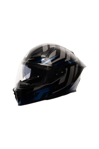 Nukro 853 Power Full Face Kapalı Motosiklet Kaskı Mavi - Siyah