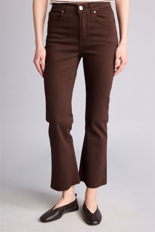 Defacto Crop Flare Fıt Yüksek Bel Bilek Boy Jean Pantolon H8501ax26spbn336 Kahve-bn336