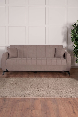 Kilim Mobilya Linda Üç Kişilik Kanepe Yüksek Ayaklı Açık Kahverengi Açık Kahverengi