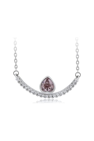 Damla Taşlı Smile Tasarım Platin Kaplama Kadın Kolye Silver