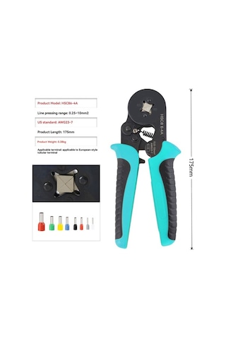 Besthome1 Hsc8 6-4a Kare Boru Terminal Pensesi - 0.25-10mm² İzoleli/izolesiz İçin Manuel Sıkma Aleti, Turuncu-siyah Kaymaz Sap