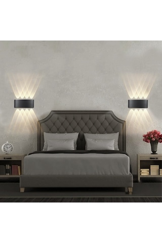 Tongxida Modern Led Duvar Aydınlatma - 8 Ledli Şık Salon Ve Yatak Odası Aplik Siyah Siyah