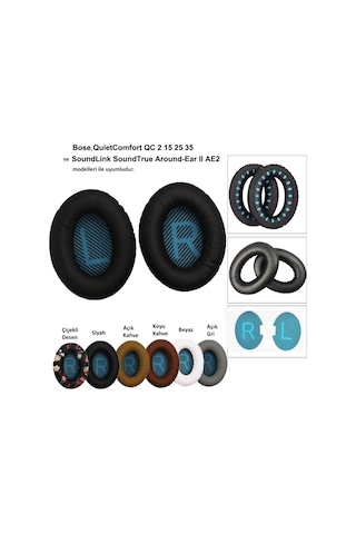 Bose Qc2 Qc15 Qc25 Qc35 Ae 2 2I 2W Kulaklık Yastığı Padi Süngeri Siyah