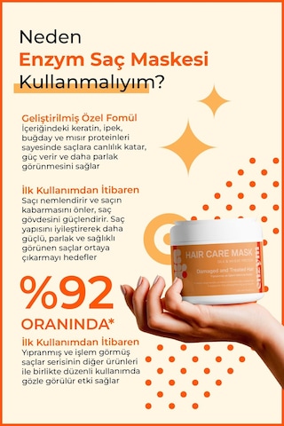 Enzym Cosmetics Kuru Yıpranmış ve İşlem Görmüş Saçlar için Bakım Maskesi 250 ML