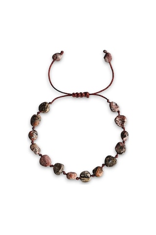 Doğal Leopar Jasper Bileklik Makrome Ayarlı 318-5 Çok Renkli