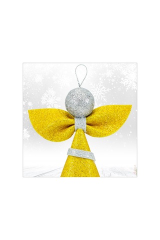 Yılbaşı Ağacı Simli Eva Külah Tepelik, 14cm X 9cm - Altın