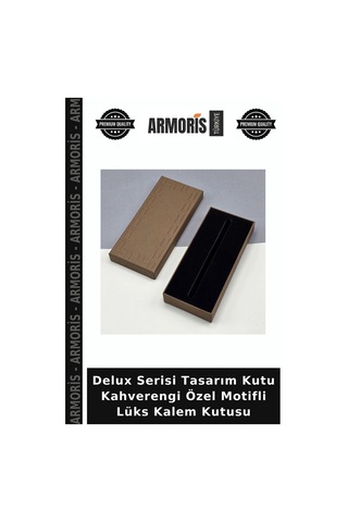 Delux Serisi Tasarım Kutu Kahverengi Özel Motifli Lüks Kalem