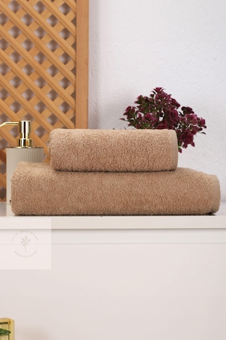 2 Parça Kadın / Erkek Banyo Duş Hamam Havlu Seti 90x150 Cm %100 Pamuklu Kahverengi