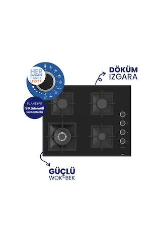 Afm Tech Ve Ferre Venüs Turbolu Siyah Dijital SC405-WFA WOK + FM7700 + FM3400 Ankastre Set