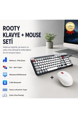 Bluetooth Klavye Mouse Set Çoklu Cihaz Bağlantılı Şık Ve Kullanışlı Kablosuz Set-1019