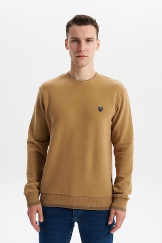 AR-MA Arma Erkek Regular Fit Örme Selanik Sweatshirt %65 Pamuk %35 Polyester, Karbon Fırçalı, Basic Bisiklet Yaka K30124699002 Acı Kahverengi