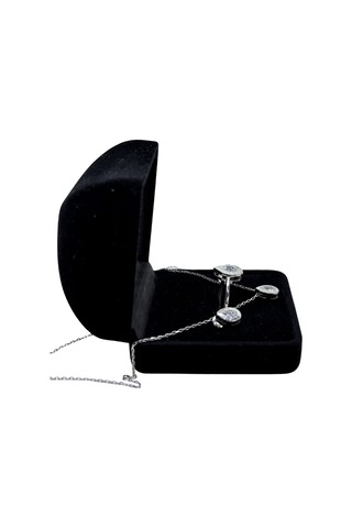 Oya Silver Çerçeveli Işıltı Damlası Gümüş Set&takım