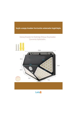 Güneş Enerjili 100 Ledli Bahçe Aydınlatma Lambası Çok Renkli