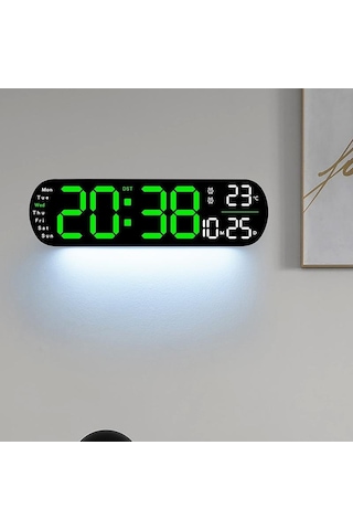 Yeşil 13.78 İnç Uzaktan Kumanda Dijital Duvar Saati Ruh Hali Işığı Zamanlama Geri Sayımı 2 Alarm Otomatik Dimmer Dst Tak Kullanım Led Çalar Saat Yeşil