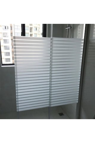 Çizilmez Buzlu Kumlama Dekoratif Çizgili Cam Folyo152 Cm X 5 M