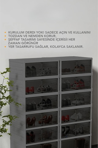 6 Katlı Katlanabilir Ayakkabılık, Modüler Ayakkabı Dolabı, Portatif Düzenleyici,antrasit Antrasit