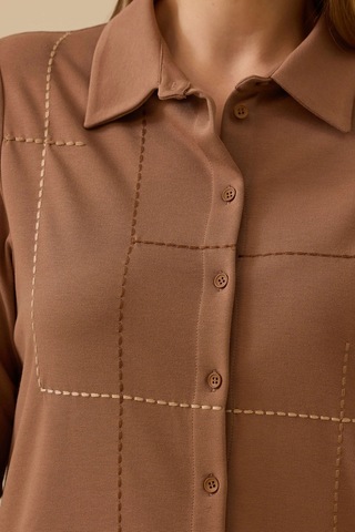 Galaxi Kadın Büyük Beden Dikiş Desenli Tunik 4013 Camel Camel