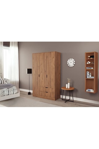 Moderno Trio 3 Kapaklı 2 Çekmeceli Gardırop Şık Ve Fonksiyonel Depolama Alanı Atlantik Çam