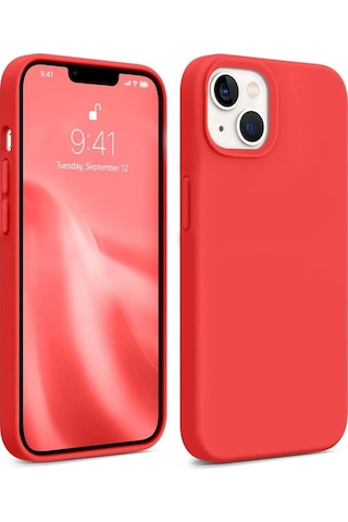 Apple Uyumlu iPhone 14 Lansman Arka Kapak Silikon Kılıf Kirmizi